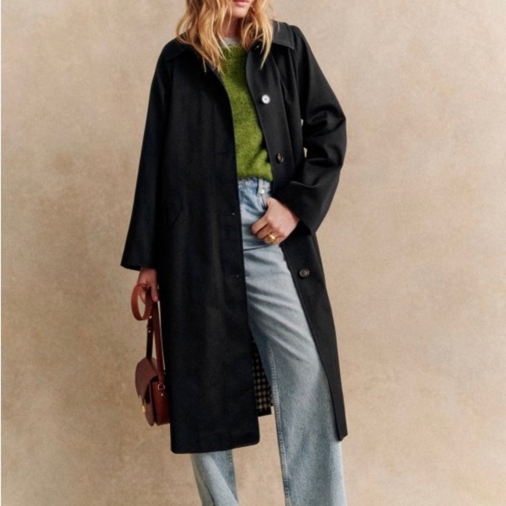 Sezane Clyde Trench Black - EUC - 34Fr